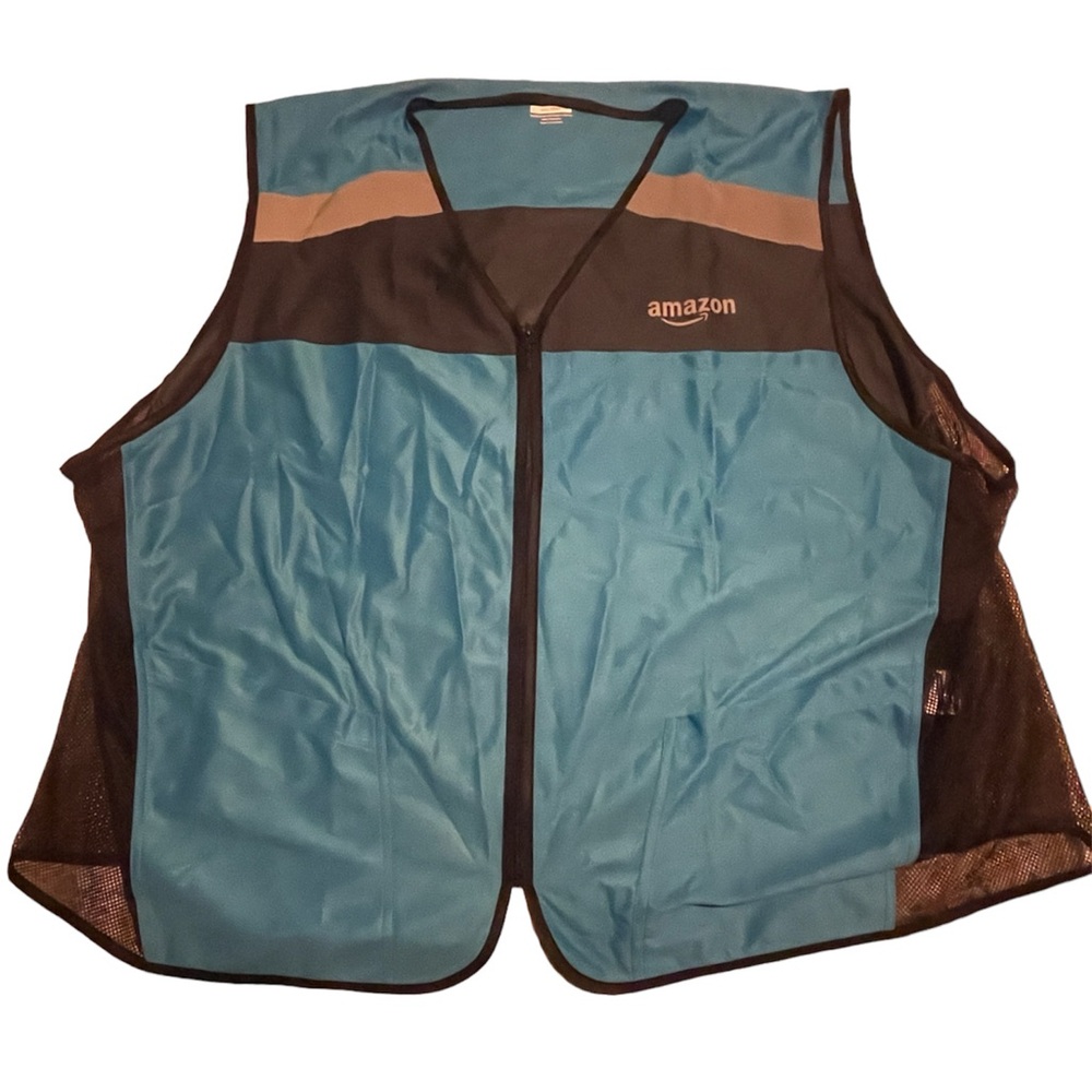 Amazon Lightweight Vest Men’s 4XL/5XL Blue Zip Up Mesh Breathable Workwear